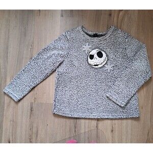 Nightmare before Christmas Gray Sweatshirt Size Youth Large Sleepwear Faux Fur